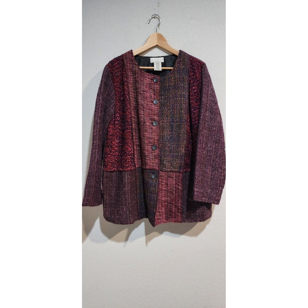 White Stag Jacket 16W Patchwork Multicolor Tweed Tapestry PurpleArt Wear Y2K Vtg